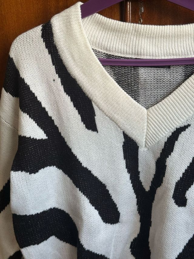 Jersey cebra blanco y negro - Talla M