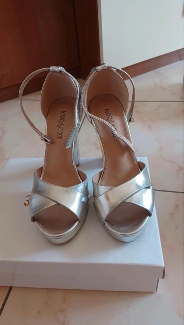 Sandali tacco argento