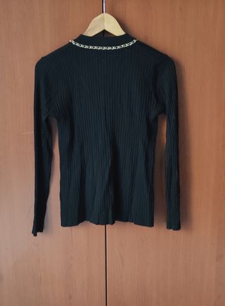 Cardigan nero con appliques dorati, M-L