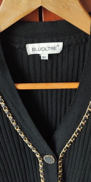 Cardigan nero con appliques dorati, M-L