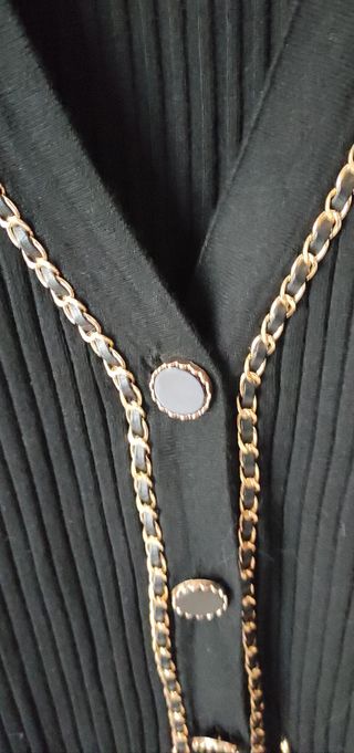 Cardigan nero con appliques dorati, M-L