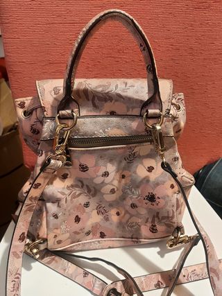 Mochila floral rosa doble cierre