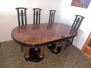 Mesa comedor ovalada madera negra