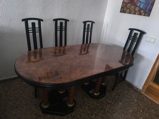 Mesa comedor ovalada madera negra