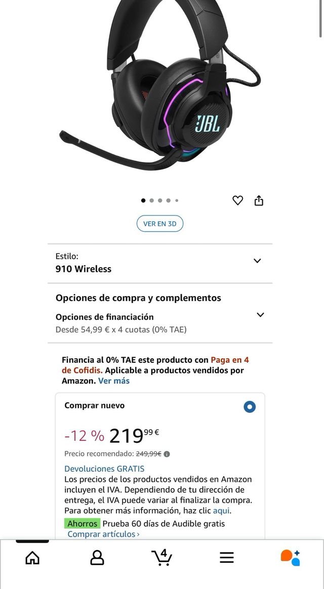 JBL Quantum 910 Auriculares True Wireless Bluetooth