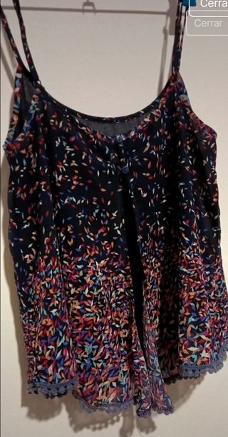Top gasa espalda abierta geometria  multicolor