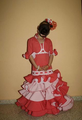 Traje Flamenca niña rojo-blanco
