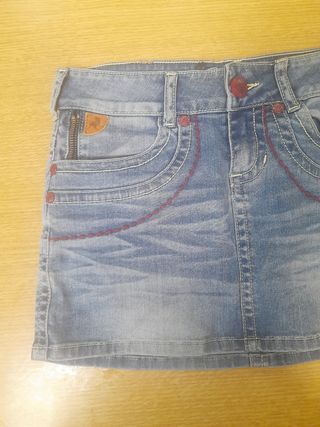 Mini falda vaquera corta S Lois bordados