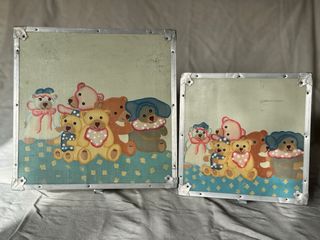 2 unici e adorabili bauli vintage dipinti a mano
