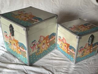 2 unici e adorabili bauli vintage dipinti a mano