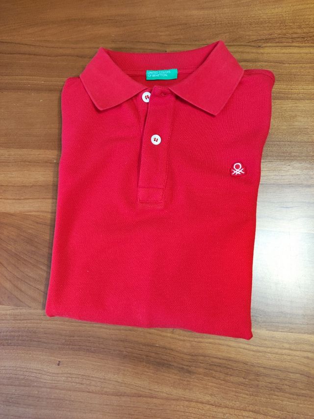 Polo rojo manga larga Benetton talla 11