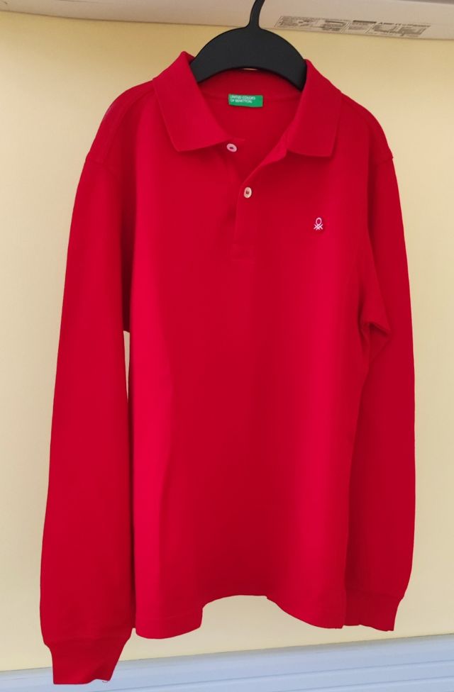 Polo rojo manga larga Benetton talla 11