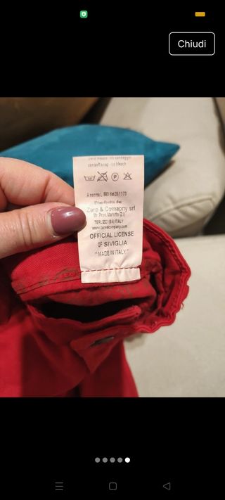 Pantaloni Rosso Cotone Siviglia 16 anni