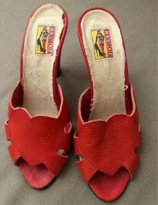 Fiorucci Vintage Sabot Sandali Scarpe con tacco Cuore Slipon 37