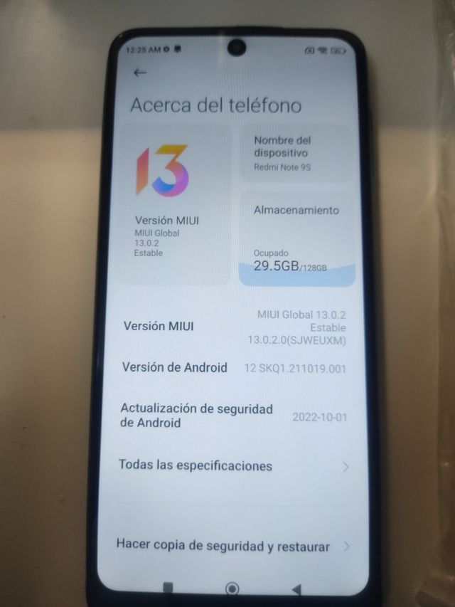 Xiaomi Note 9s Reacondicionado 128gb