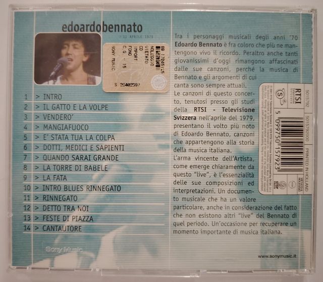 Edoardo Bennato CD I Concerti Live RTSI