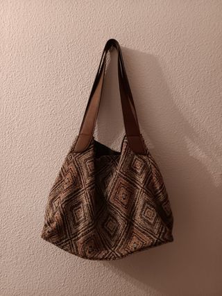 Bolso bandolera marrón multicolor