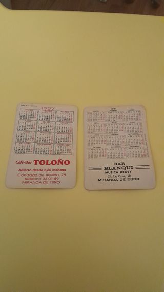 Antiguos calendarios de bolsillo