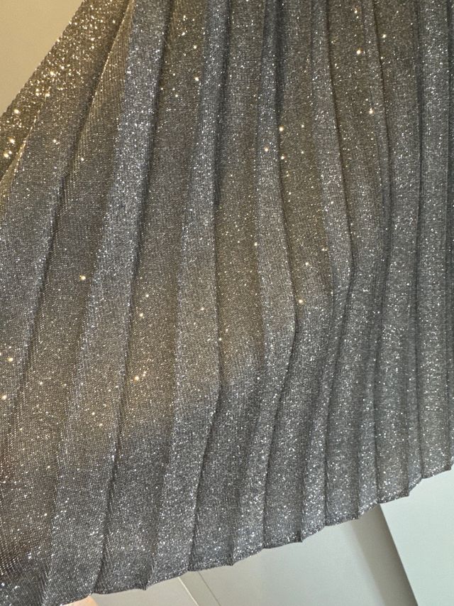 Gonna argento plissettata tg M-L