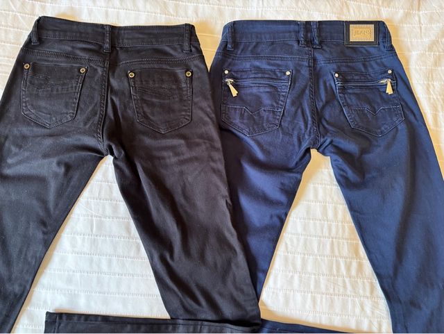 2 paia Jeans cotone elasticizzato blu e neri