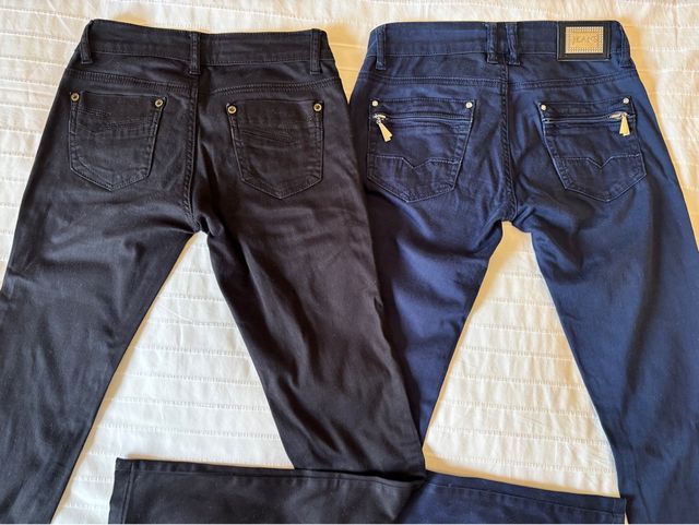 2 paia Jeans cotone elasticizzato blu e neri