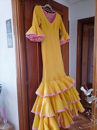 Traje Gitana Flamenca Amarillo T34 XS