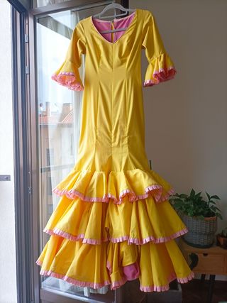 Traje Gitana Flamenca Amarillo T34 XS