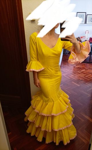 Traje Gitana Flamenca Amarillo T34 XS