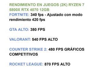 PC GAMING RTX 4070 RYZEN 7 5800X CON GARANTÍA