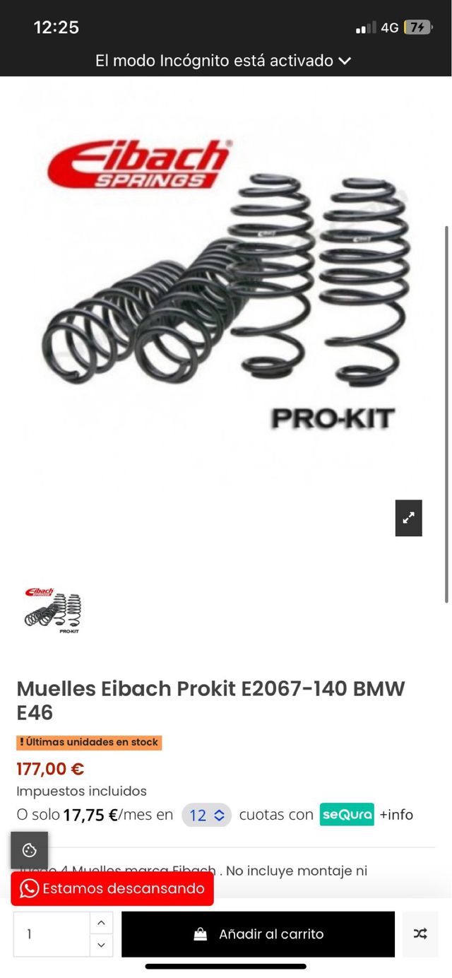 Muelles de suspensión BMW 320 e46