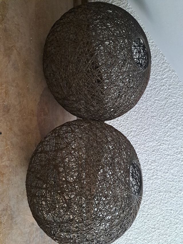 2 Lámparas techo mimbre marrón