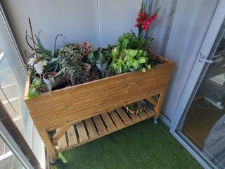 Huerto urbano mesa cultivo jardinera.