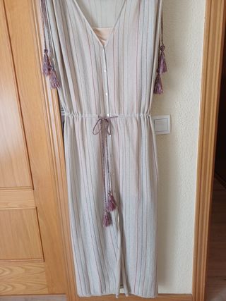 Vestido rayas beige multicolor