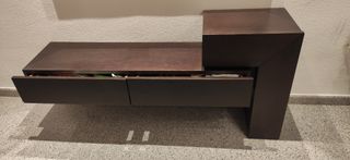 Mueble recibidor y espejo color wengué