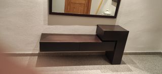 Mueble recibidor y espejo color wengué