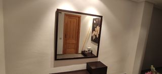 Mueble recibidor y espejo color wengué
