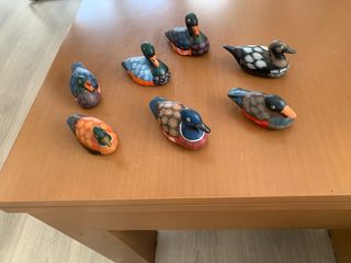 6 anatre in legno dipinte a mano