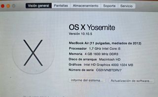 MacBook Air 11” mediados 2012