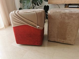 2 taburetes beige - tela