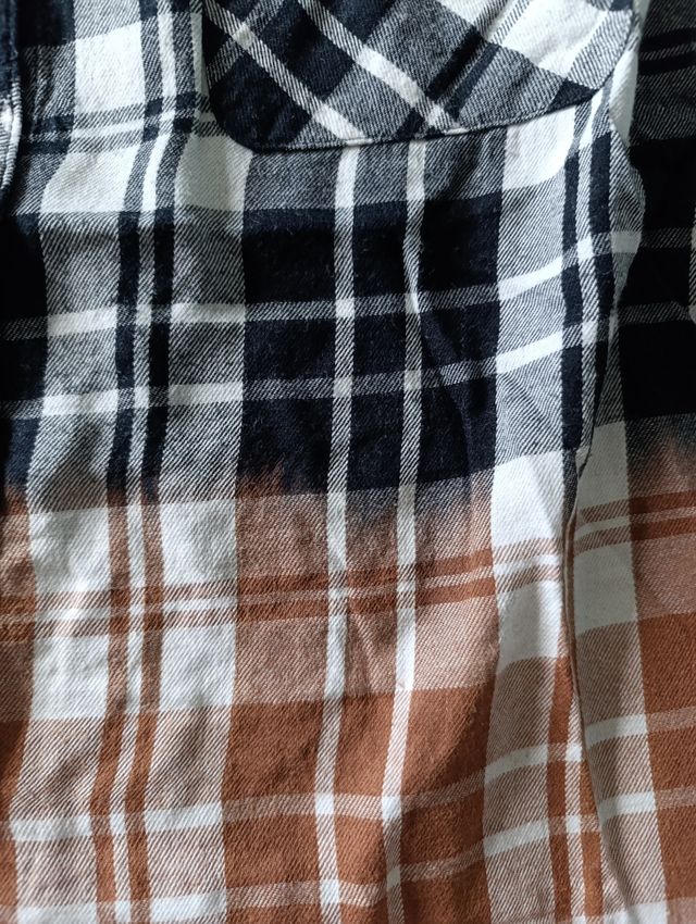Camisa cuadros oversize efecto desteñido
