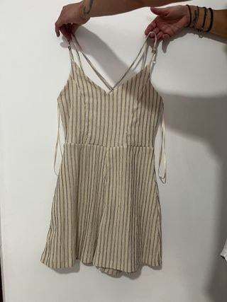 Mono corto rayas beige