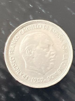 Moneda 50 Ptas Franco 1957. Estrella 58