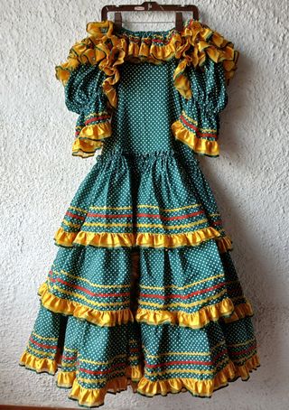 Traje de flamenca amarillo con volantes – Talla 40