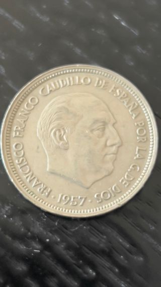 Moneda 50 Ptas Franco 1957. Estrella 60