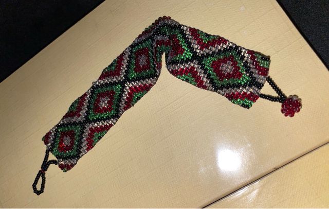 Pulsera tejida abalorios cristal