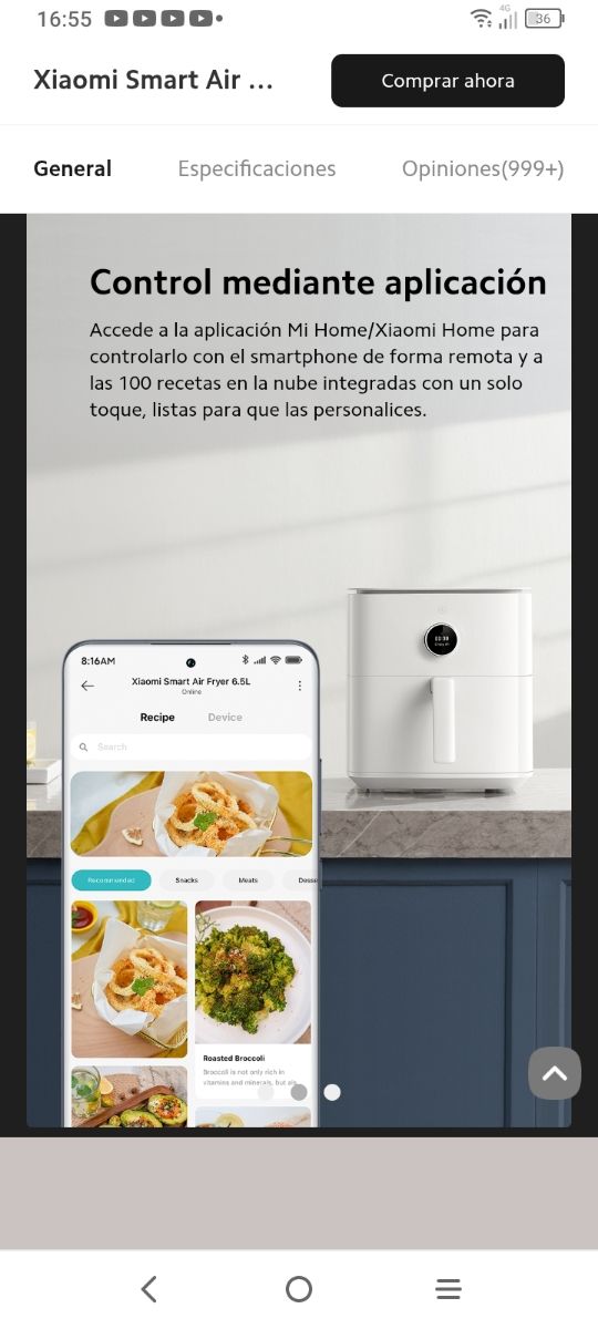 Freidora de aire Xiaomi 6.5L, sin uso, Nueva.