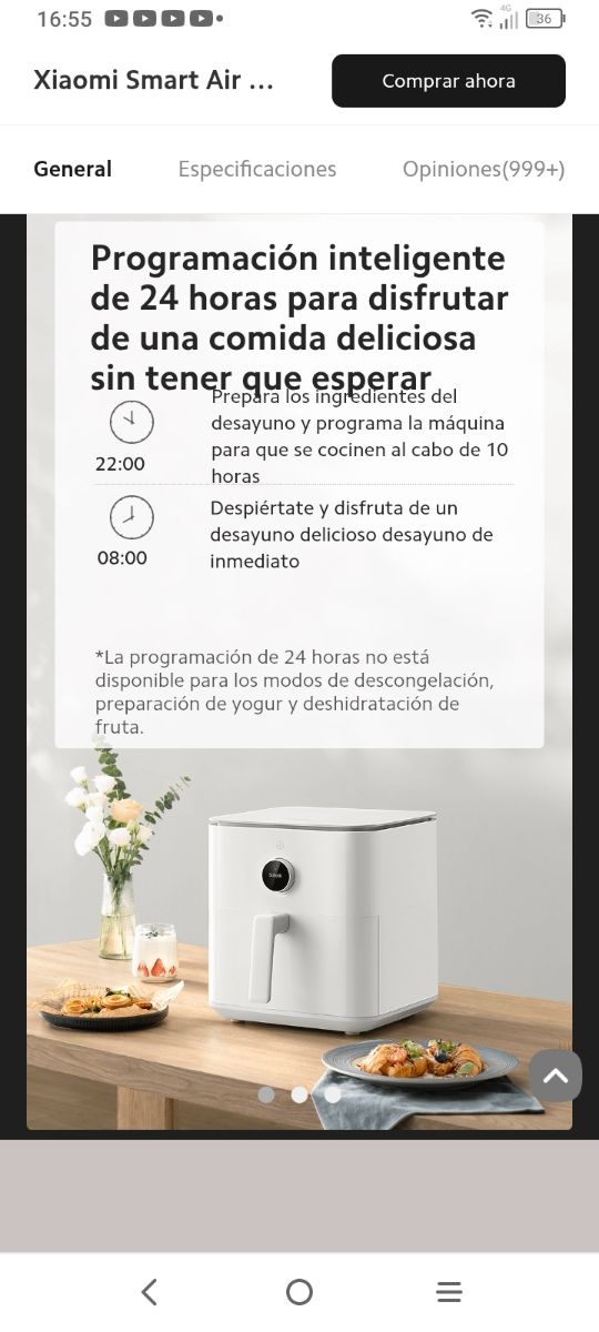 Freidora de aire Xiaomi 6.5L, sin uso, Nueva.