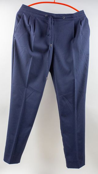 Pantaloni donna Zara Basics blu scuro rigati