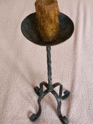 ANTIGUO CANDELERO MISAL RELIGIOSO FORJA DE HIERRO