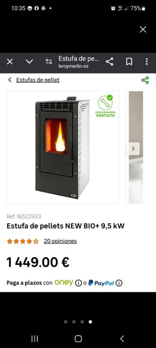 Estufa pellet bio+  ecoforest con WiFi 9,5 kw